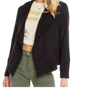 NWT Suede Chaser Black Drape Front jacket suede small gorgeous